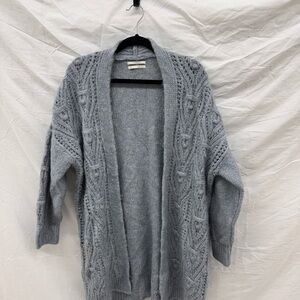 Anthropologie Gray Open Front Cable Knit Cardigan